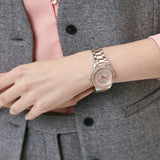 Michael Kors Layton Three Hand Pink Dial Two Tone Steel Strap Watch For Women - MK6894 Authentic Buy Shop Now