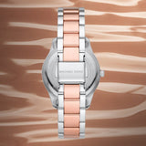 Michael Kors Layton Three Hand Pink Dial Two Tone Steel Strap Watch For Women - MK6894 Authentic Buy Shop Now