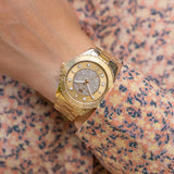 Michael Kors Runway Three-Hand Gold Dial Gold Steel Strap Watch For Women - MK6911 Authentic Buy Shop Now