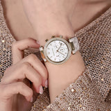 Michael Kors Parker Chronograph White Dial White Leather Strap Watch For Women - MK6916 Authentic Buy Shop Now