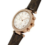 Michael Kors Parker Chronograph White Dial Brown Leather Strap Watch For Women - MK6917 Authentic Buy Shop Now