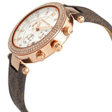 Michael Kors Parker Chronograph White Dial Brown Leather Strap Watch For Women - MK6917 Authentic Buy Shop Now