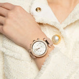 Michael Kors Parker Chronograph White Dial Pink Leather Strap Watch For Women - MK6935 Authentic Buy Shop Now
