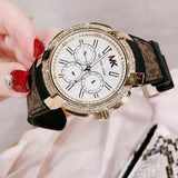 Michael Kors Sidney Multifunction White Dial Brown Leather Strap Watch For Women - MK6948 Authentic Buy Shop Now