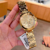 Michael Kors Wren Chronograph Gold Dial Gold Steel Strap Watch for Women - MK6952 Authentic Buy Shop Now