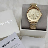 Michael Kors Wren Chronograph Gold Dial Gold Steel Strap Watch for Women - MK6952 Authentic Buy Shop Now