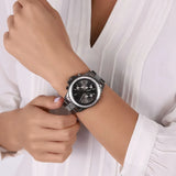 Michael Kors Everest Chronograph Black Dial Grey Steel Strap Watch For Women - MK6974 Authentic Buy Shop Now