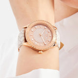 Michael Kors Runway Quartz Rose Gold Dial White Leather Strap Watch For Women - MK6980 Authentic Buy Shop Now