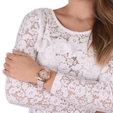 Michael Kors Runway Quartz Rose Gold Dial White Leather Strap Watch For Women - MK6980 Authentic Buy Shop Now