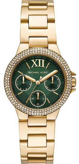 Michael Kors Camille Multifunction Green Dial Gold Steel Strap Watch For Women - MK6981 Authentic Buy Shop Now