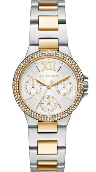 Michael Kors Camille Multifunction Silver Dial Two Tone Steel Strap Watch For Women - MK6982 Authentic Buy Shop Now