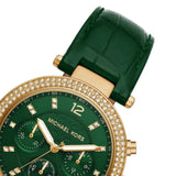 Michael Kors Parker Chronograph Green Dial Green Leather Strap Watch For Women - MK6985 Authentic Buy Shop Now