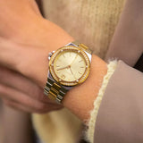 Michael Kors Lennox Three-Hand Gold Dial Two Tone Steel Strap Watch For Women - MK6988 Authentic Buy Shop Now