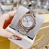 Michael Kors Lennox Three Hand Quartz Silver Dial Two Tone Steel Strap Watch For Women - MK6989 Authentic Buy Shop Now