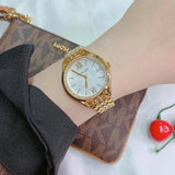 Michael Kors Mindy Three Hand White Dial Rose Gold Steel Strap Watch for Women - MK7078 Authentic Buy Shop Now