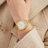 Michael Kors Mindy Three Hand White Dial Rose Gold Steel Strap Watch for Women - MK7078 Authentic Buy Shop Now