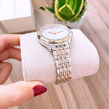 Michael Kors Mindy Three Hand White Dial Two Tone Steel Strap Watch For Women - MK7084 Authentic Buy Shop Now