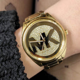 Michael Kors Janelle Quartz Gold Dial Gold Steel Strap Watch For Women - MK7088 Authentic Buy Shop Now