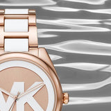 Michael Kors Janelle Three Hand Rose Gold Dial Two Tone Steel Strap Watch For Women - MK7134 Authentic Buy Shop Now