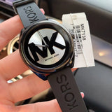 Michael Kors Janelle Quartz Silver Dial Black Rubber Strap Watch For Women - MK7138 Authentic Buy Shop Now