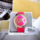 Michael Kors Janelle Three Hand Red Dial Red Rubber Strap Watch For Women - MK7142 Authentic Buy Shop Now