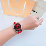 Michael Kors Janelle Three Hand Red Dial Red Rubber Strap Watch For Women - MK7144 Authentic Buy Shop Now
