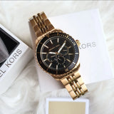 Michael Kors Cunningham Multifunction Black Dial Gold Steel Strap Watch For Men - MK7154 Authentic Buy Shop Now