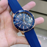 Michael Kors Cunningham Multifunction Blue Dial Blue Rubber Strap Watch For Men - MK7163 Authentic Buy Shop Now