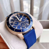 Michael Kors Cunningham Multifunction Blue Dial Blue Rubber Strap Watch For Men - MK7163 Authentic Buy Shop Now