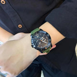 Michael Kors Cunningham Chronograph Black Dial Green Rubber Strap Watch For Men - MK7165 Authentic Buy Shop Now