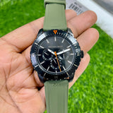 Michael Kors Cunningham Chronograph Black Dial Green Rubber Strap Watch For Men - MK7165 Authentic Buy Shop Now