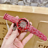 Michael Kors Runway Three-Hand Quartz Red Dial Red Leather Strap Watch For Women - MK7179 Authentic Buy Shop Now