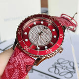 Michael Kors Runway Three-Hand Quartz Red Dial Red Leather Strap Watch For Women - MK7179 Authentic Buy Shop Now