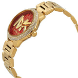 Michael Kors Camille Analog Red Dial Gold Steel Strap Watch For Women - MK7196 Authentic Buy Shop Now