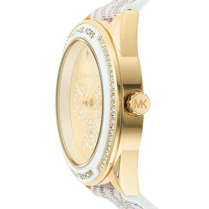 Michael Kors Jessa Multifunction Gold Dial White Leather Strap Watch For Women - MK7204 Authentic Buy Shop Now