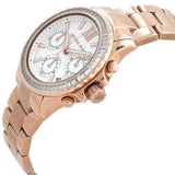 Michael Kors Everest Chronograph Silver Dial Rose Gold Steel Strap Watch For Women - MK7213 Authentic Buy Shop Now