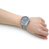 Michael Kors Lexington Chronograph Blue Dial Silver Steel Strap Watch For Women - MK7215 Authentic Buy Shop Now