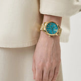 Michael Kors Lexington Chronograph Blue Dial Gold Steel Strap Watch For Women - MK7216 Authentic Buy Shop Now