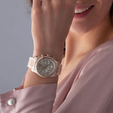 Michael Kors Lexington Chronograph Grey Dial Rose Gold Steel Strap Watch For Women - MK7217 Authentic Buy Shop Now