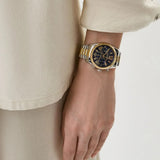 Michael Kors Lexington Chronograph Blue Dial Two Tone Steel Strap Watch For Women - MK7218 Authentic Buy Shop Now