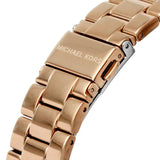Michael Kors Lennox Three Hand Rose Gold Dial Rose Gold Steel Strap Watch For Women - MK7230 Authentic Buy Shop Now