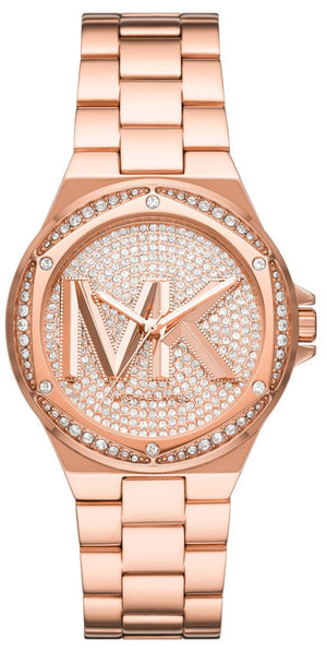 Michael Kors Lennox Three Hand Rose Gold Dial Rose Gold Steel Strap Watch For Women - MK7230 Authentic Buy Shop Now