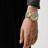 Michael Kors Lexington Mother of Pearl White Dial Gold Steel Strap Watch For Women - MK7241 Authentic Buy Shop Now
