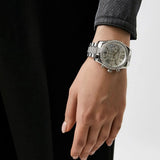 Michael Kors Lexington Chronograph White Dial Silver Steel Strap Watch For Women - MK7243 Authentic Buy Shop Now