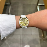 Michael Kors Jessa Quartz Gold Dial White Silicone Strap Watch For Women - MK7267 Authentic Buy Shop Now
