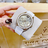 Michael Kors Jessa Quartz Gold Dial White Silicone Strap Watch For Women - MK7267 Authentic Buy Shop Now