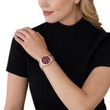 Michael Kors Lexington Chronograph Red Dial Rose Gold Steel Strap Watch For Women - MK7275 Authentic Buy Shop Now
