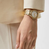 Michael Kors Lennox Three-Hand Silver Dial Gold Steel Strap Watch For Women - MK7278 Authentic Buy Shop Now