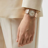 Michael Kors Lennox Three Hand Silver Dial Rose Gold Steel Strap Watch For Women - MK7279 Authentic Buy Shop Now