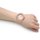 Michael Kors Mini Lennox Three-Hand Rose Gold Dial Pink Silicone Strap Watch For Women - MK7282 Authentic Buy Shop Now